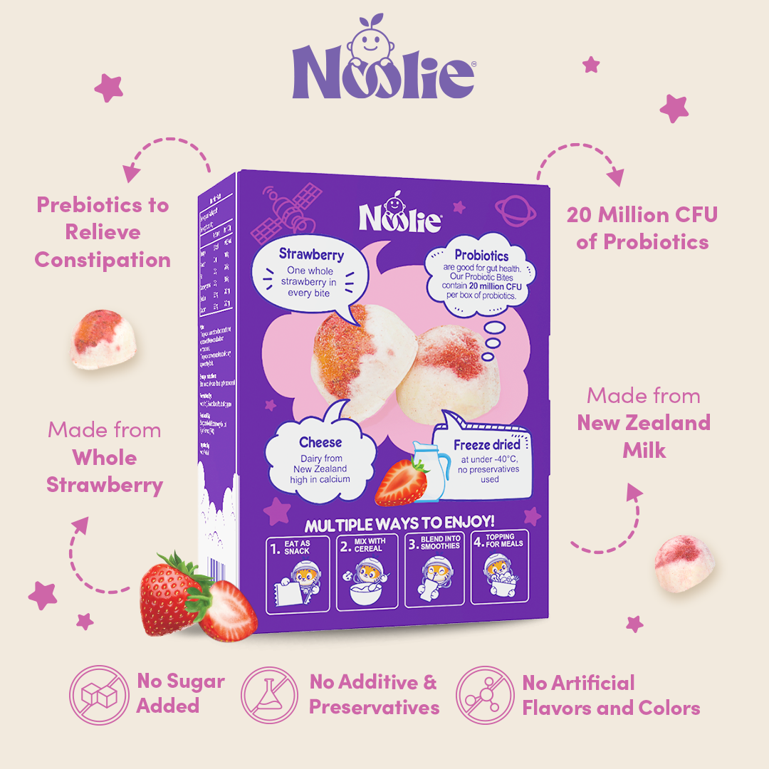Noolie® Probiotic Bites, Relieve Constipation for Kids with Real Strawberry